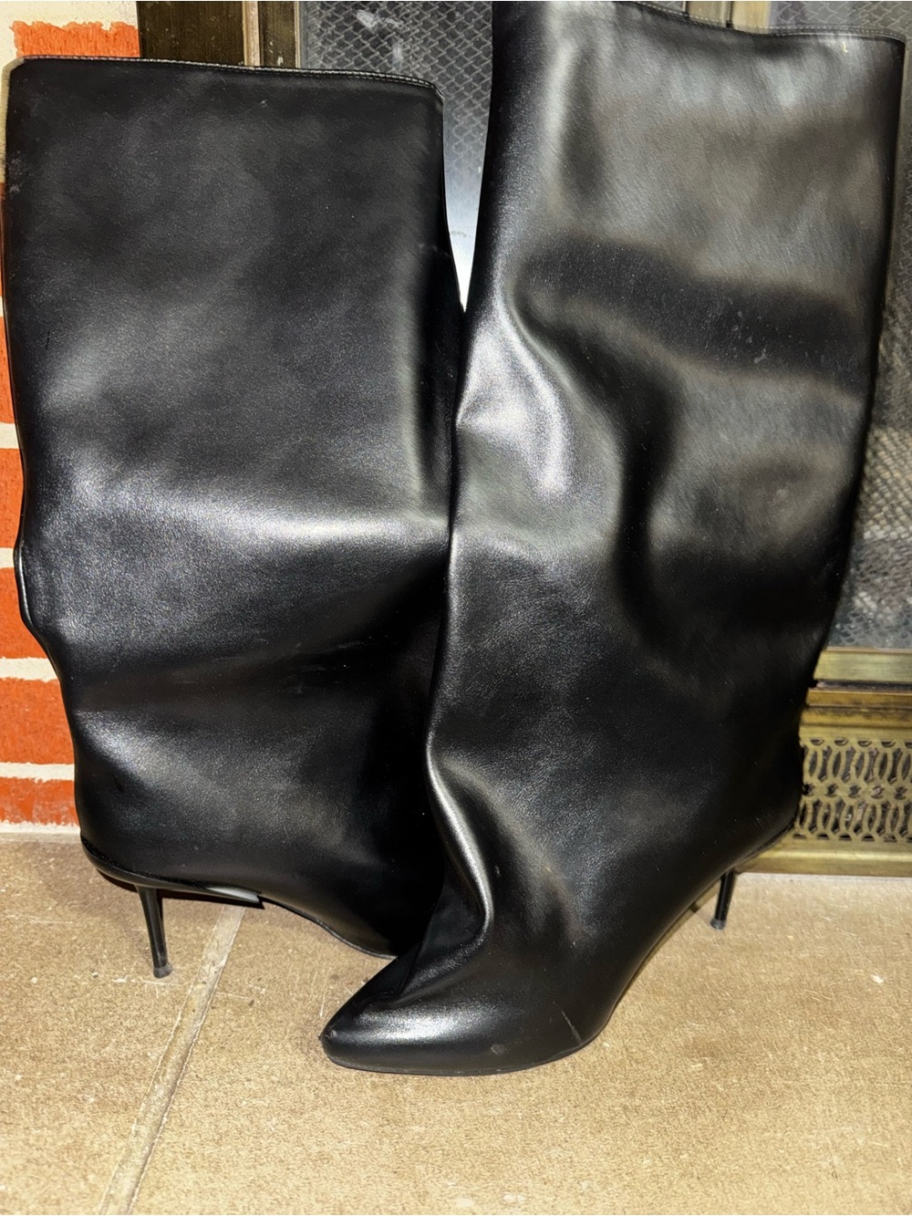 Fashion Nova Black Knee-High Stiletto Boots
